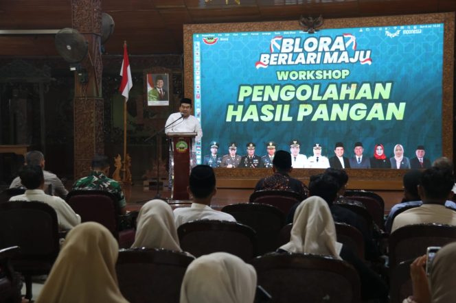 Pemerintah Kabupaten Blora bersama Santripreneur Indonesia menggelar Workshop Pengolahan Hasil Pangan di Pendopo Rumah Dinas Bupati, Minggu (6/7). Foto Humas.